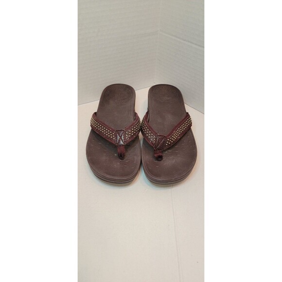 VIONIC Women's High Tide Brown Leather Orthopedic Sandal Size 8 - Picture 1 of 5